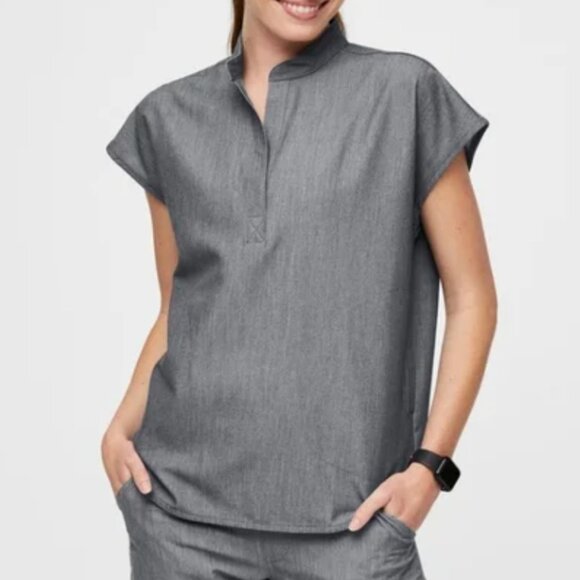 Figs Tops - FIGS Women's Rafaela Scrub Top Sleeveless Relaxed Fit Pullover Graphite - Small
